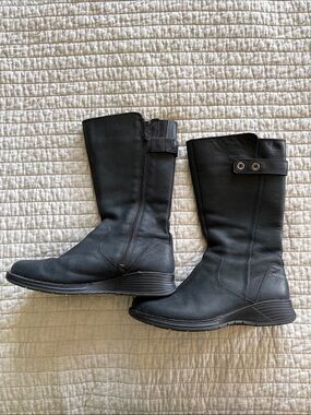 Merrell Black Leather Mid-Calf Zip Boots